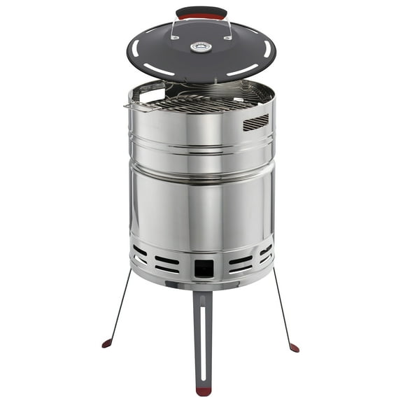 Tramontina 15.5-Inch Stainless Steel Round BBQ Charcoal Grill with Lid