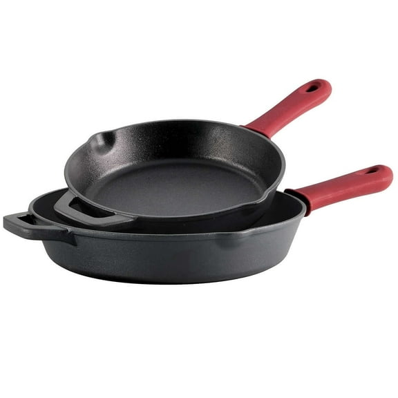Tramontina Preseasoned 2 Piece Cast Iron Skillets/Frying pan with Silicone Grips, Oven-Safe