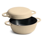 Tramontina Mesa 2-Piece Enameled Cast Iron Multipurpose Bread Oven   Flip Design for Baking and Cooking - Cream