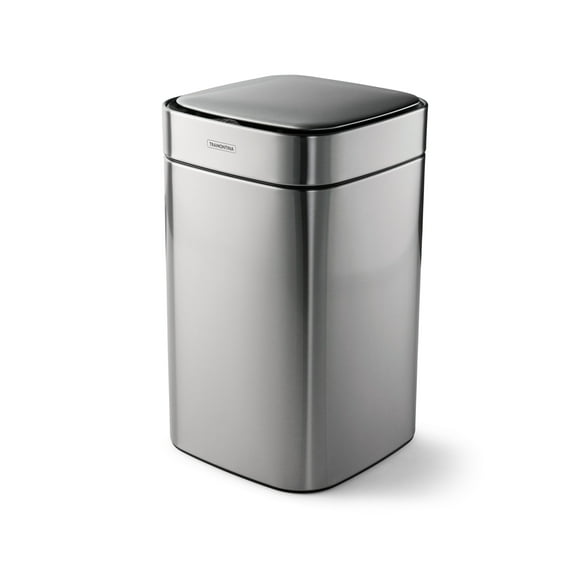 Tramontina 3.17-Gallon Stainless Steel Touchless Waste Bin with SS Capped Lid, Motion Sensor, Bag Tuck Hole