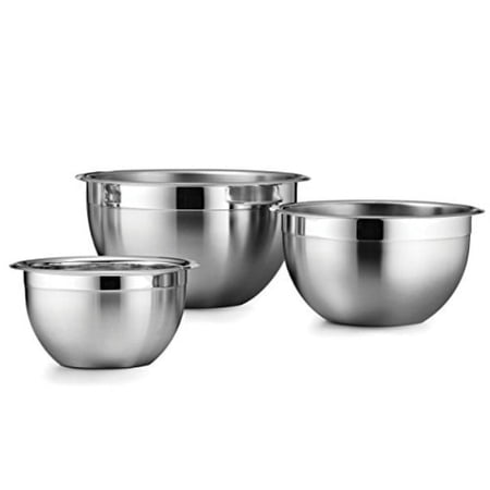 Tramontina 3-Piece Stainless Steel Mixing Bowl Set, 3Qt, 5Qt, and 8Qt, Dishwasher Safe