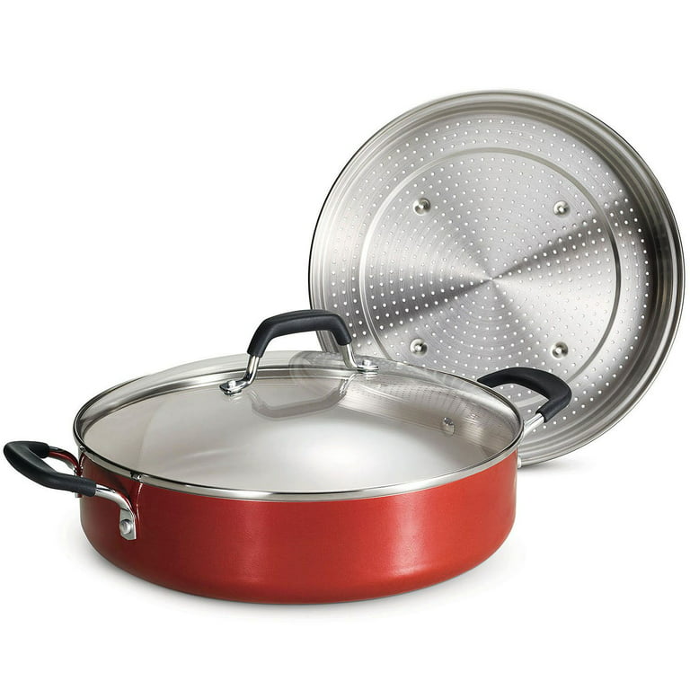 Tramontina 3 Piece Set Nonstick Everyday Pan With Glass Lid, 5.5 qt  +Stainless-Steel Steamer 