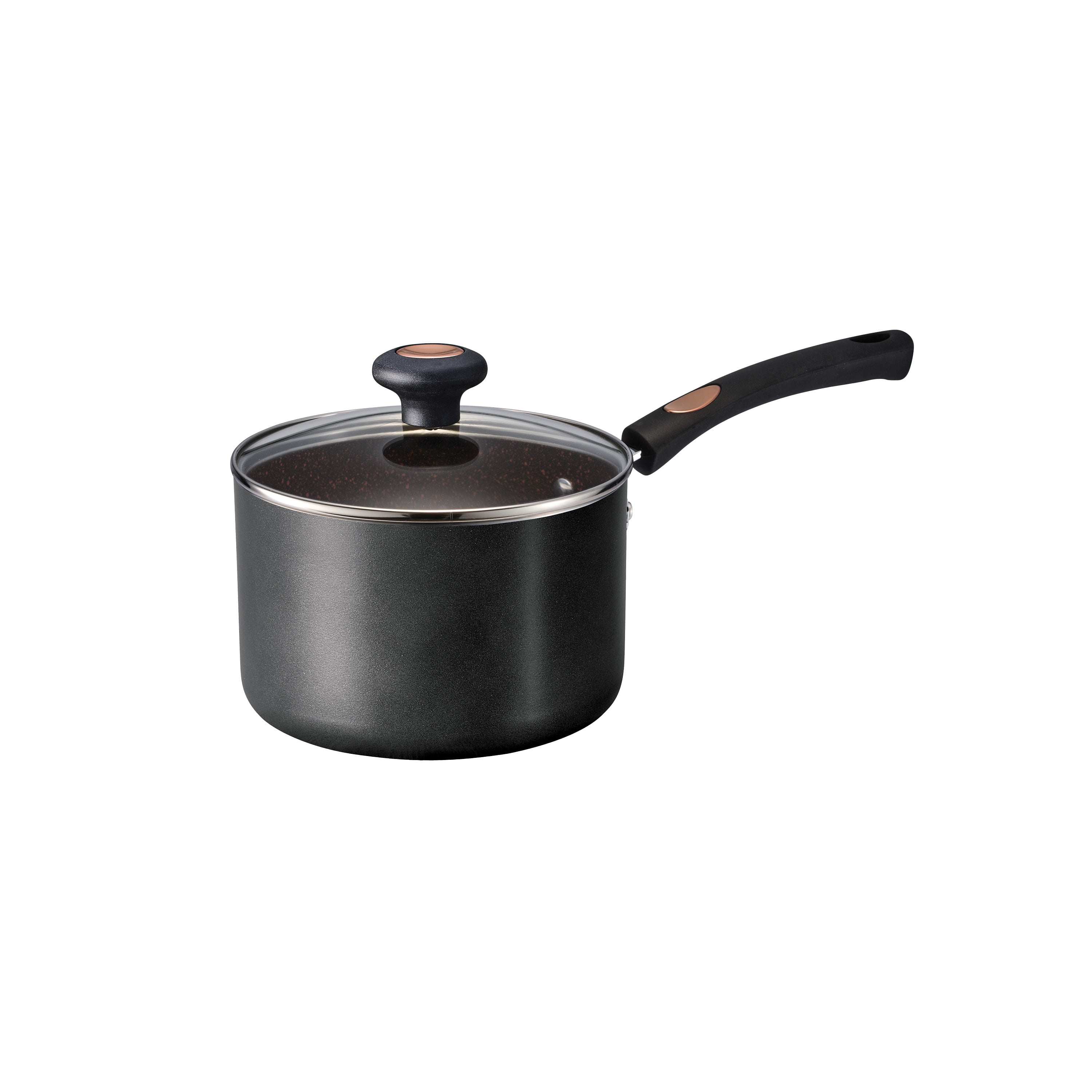 3 Quart Black Aluminum Nonstick Sauce Pan with Glass Lid