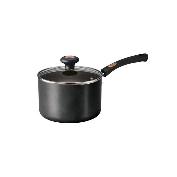 Tramontina Pots & Pans 3-Quart Aluminum Nonstick Sauce Pan with Lid, Porcelain Enamel, Metallic Black, Oven-Safe, Dishwasher Safe