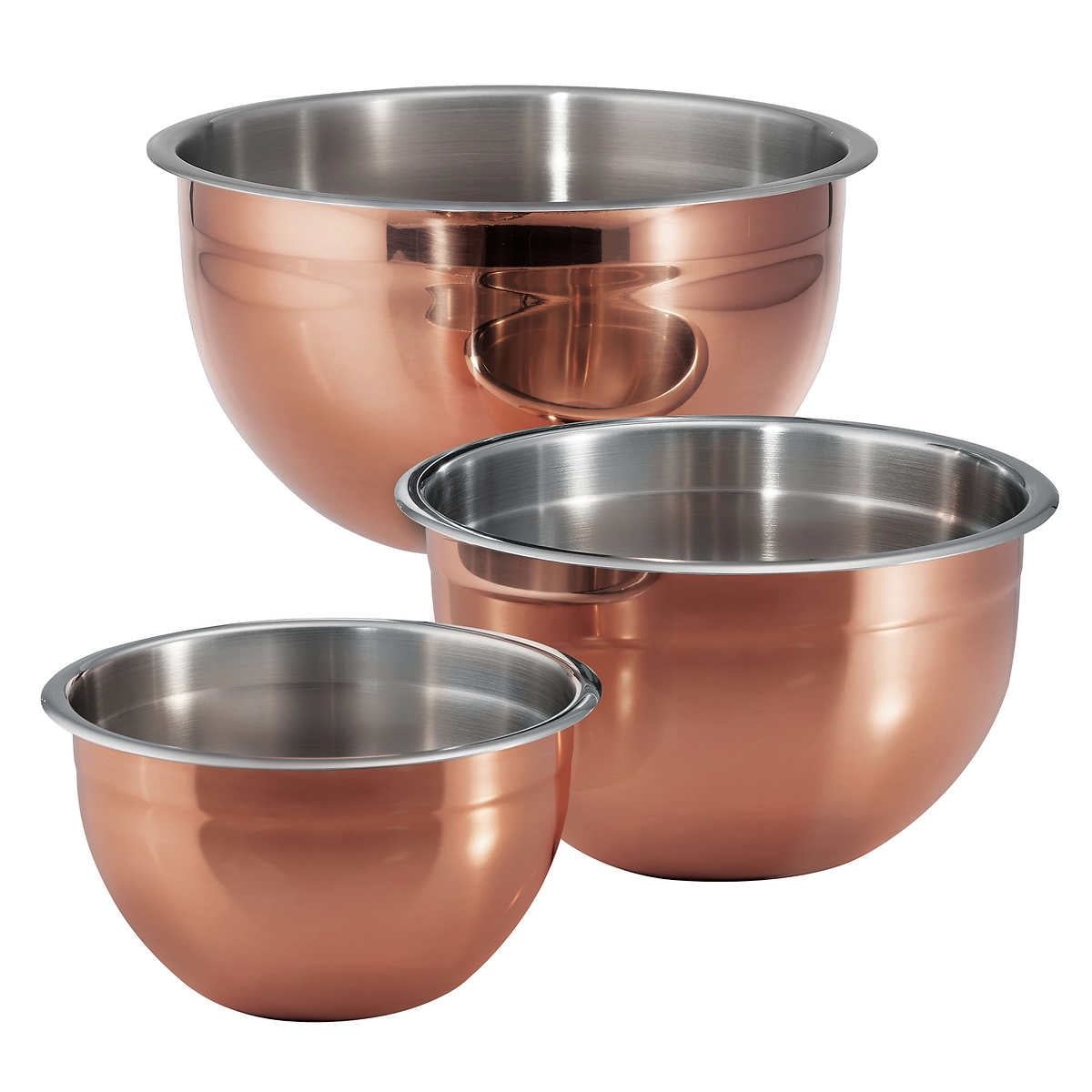 3 Beautiful Steel Lined Copper Bowls