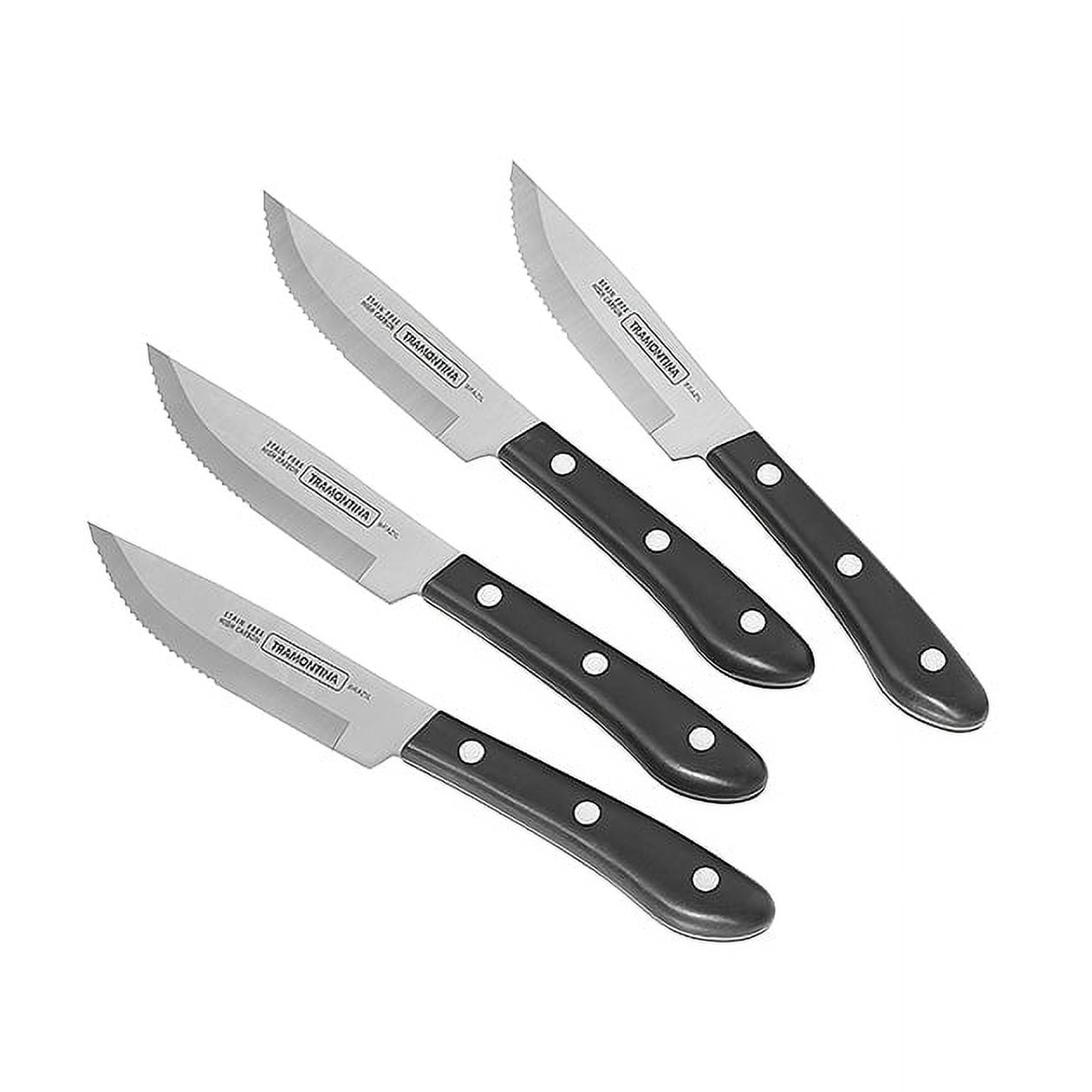  Tramontina A-500DS Porterhouse Stainless Steel 4-Piece Steak  Knife Set, Rounded Tip, Hardwood Handle, Made in Brazil : Toys & Games