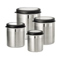 thumbnail image 1 of Tramontina 4-Piece Stainless Steel Canister Set with Gray Plastic Lids, Dishwasher Safe, for Goods, Flour, Snacks, and Pasta, 1 of 3