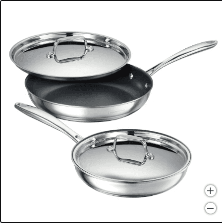Tramontina 4-piece Stainless Steel Fry Pan Set with Ceramic