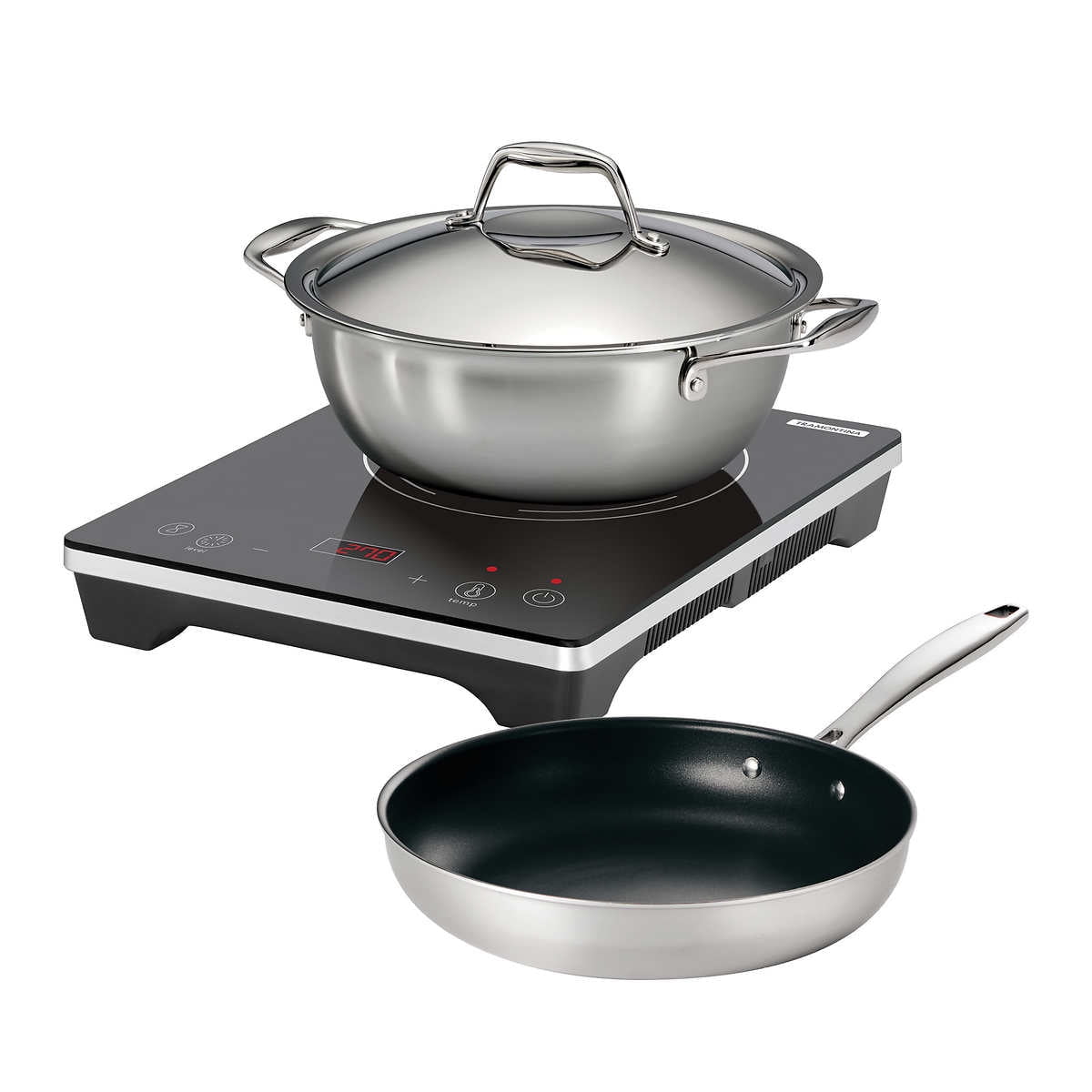 Tramontina 4pc Stainless Steel Induction Cooktop and Cookware Kitchen System with Pan