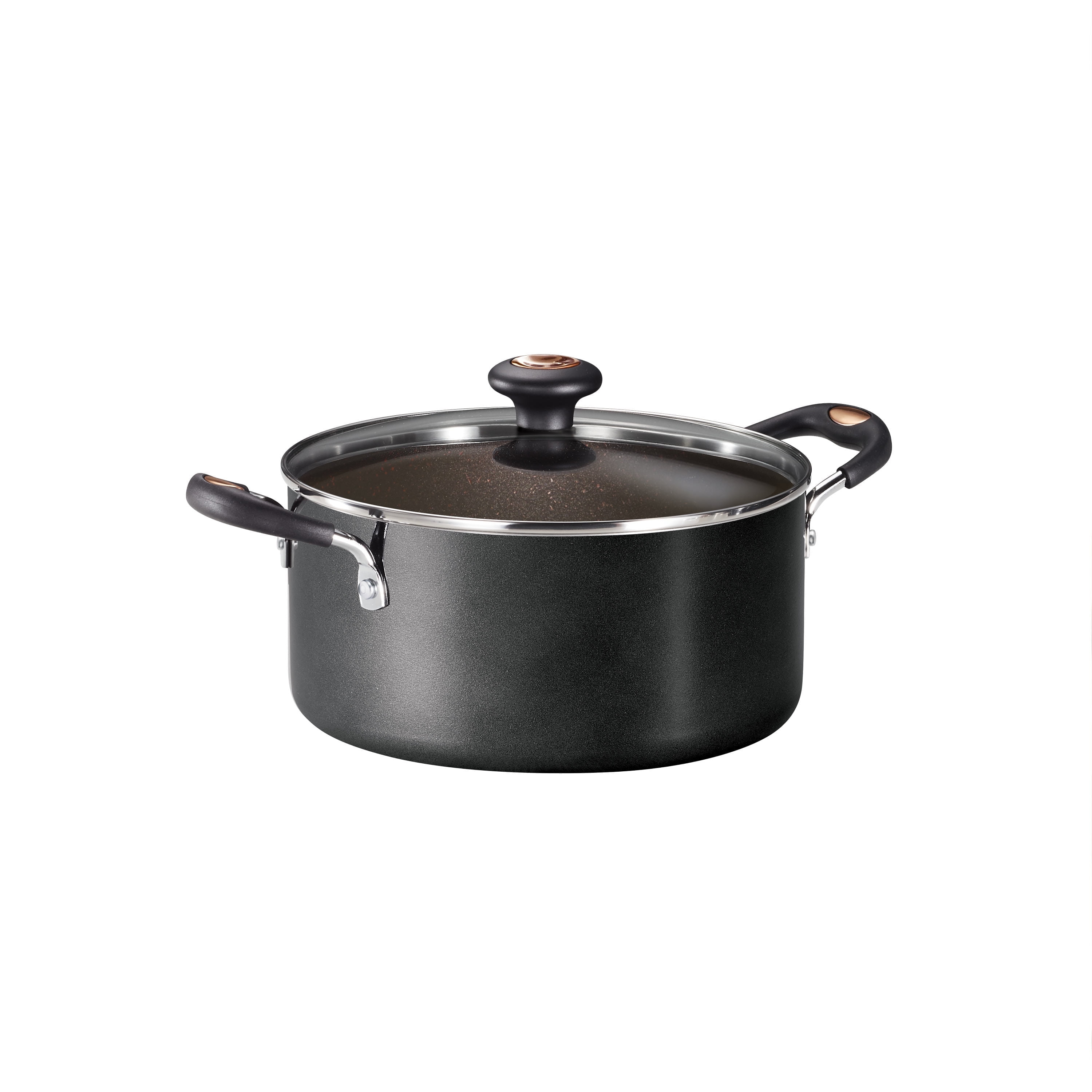 Tramontina Pots & Pans 5-Quart Aluminum Nonstick Dutch Oven with Lid, Porcelain Enamel, Metallic Black, Oven-Safe, Dishwasher Safe