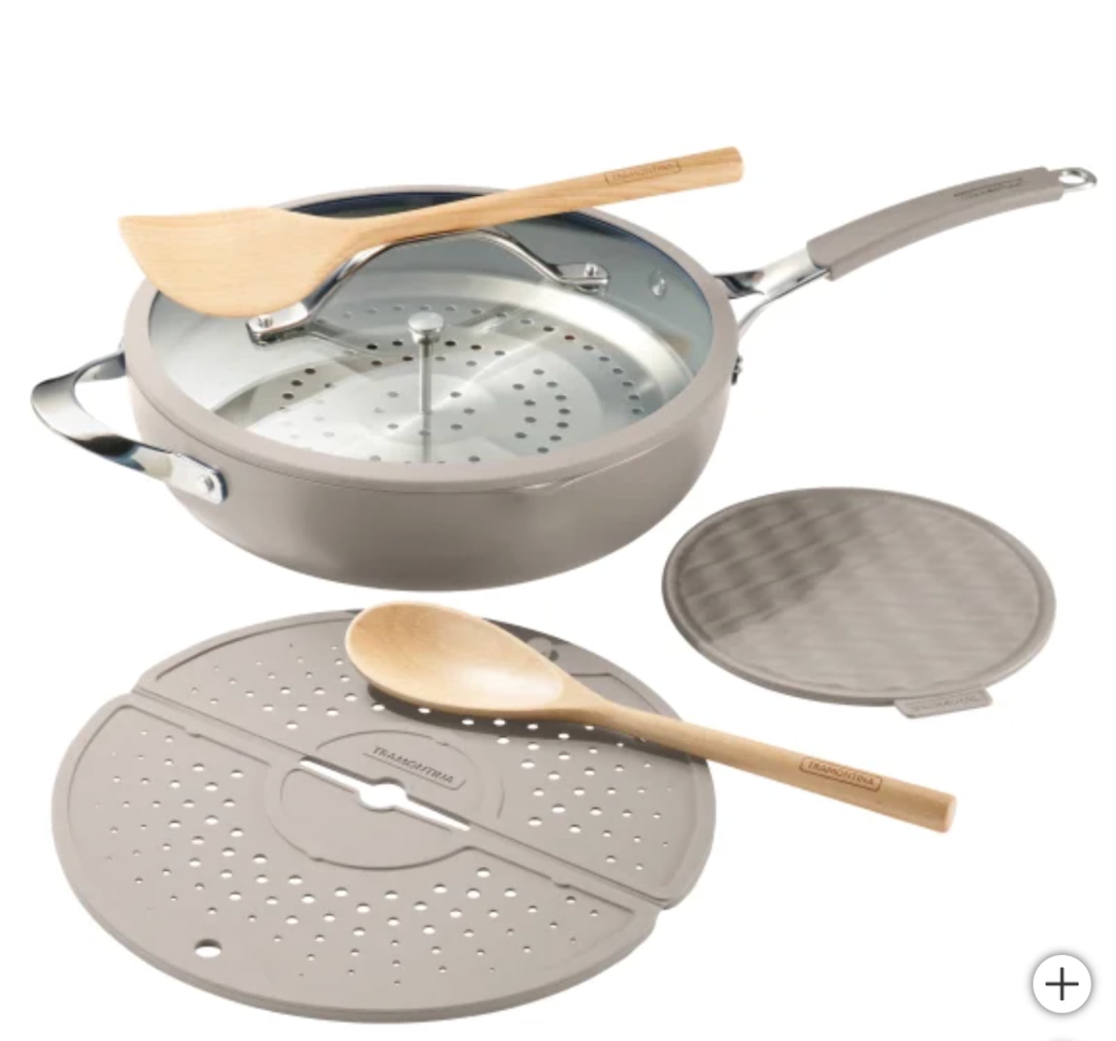 Tramontina 5-quart All-In-One Plus Ceramic Non-Stick Pan, 7-piece Set, Gray