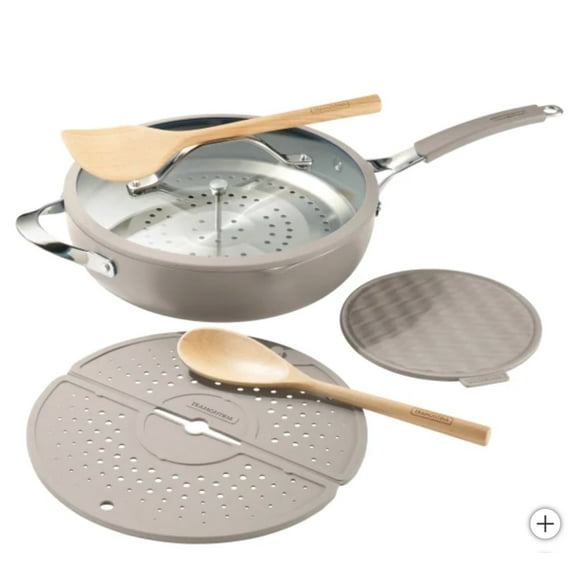 Tramontina 5-quart All-In-One Plus Ceramic Non-Stick Pan, 7-piece Set, Gray