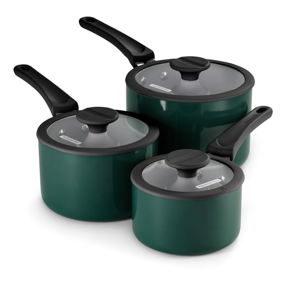 Tramontina 6 Piece Ceramic Nonstick Nesting Cookware Set — Stackable, Space Saving Set - Mediterranean