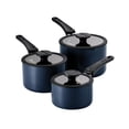 thumbnail image 1 of Tramontina Nesting 6-Piece Heavy-Gauge Aluminum Nonstick Sauce Pan Set with Glass Lids, Platinum, Porcelain Enamel, Dishwasher & Oven Safe - Navy, 1 of 12