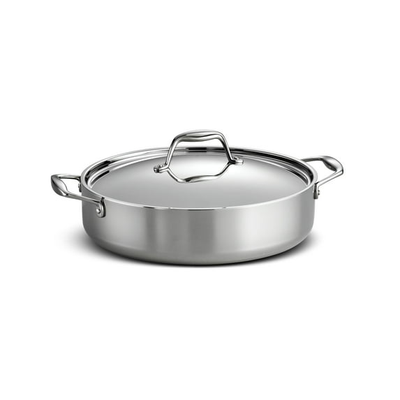 Tramontina Signature 6-Quart Tri-Ply Clad Stainless Steel Braiser with Lid, Induction Ready, Oven-Safe, Dishwasher Safe