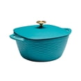 thumbnail image 1 of Tramontina Prisma 7-Quart Enameled Cast Iron Square Dutch Oven with Lid, Matte Teal with Gold Knob, Oven-Safe, 1 of 9