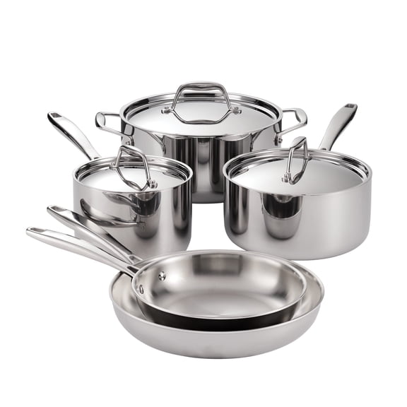 Tramontina Signature Tri-Ply Clad Stainless Steel 8-Piece Cookware Set with Lids, Dutch Oven, Pots & Pans Kitchen Set, Induction-Ready, Oven-Safe, Dishwasher-Safe