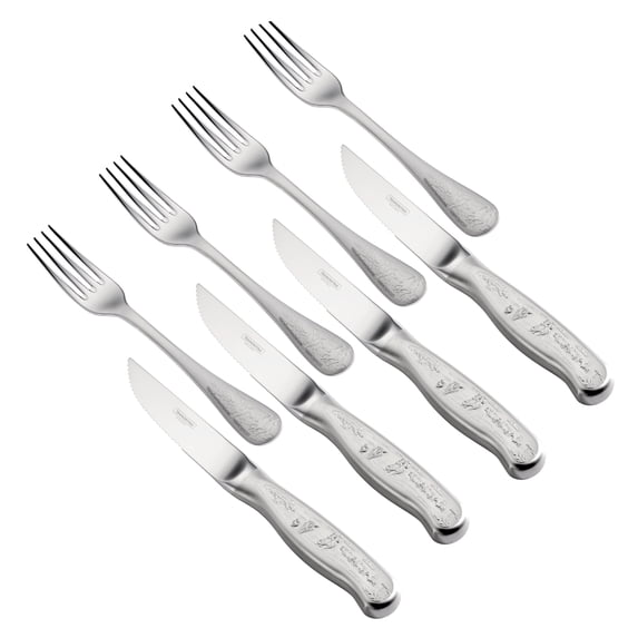Tramontina Churrasco BBQ 8-Piece Forged Embossed Stainless Steel Steak Knife and Fork Set, Dishwasher Safe