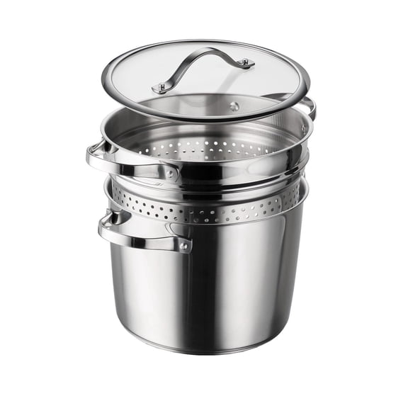 Tramontina 8-Quart Stainless Steel Tri-ply Base Multicooker with Pasta Insert