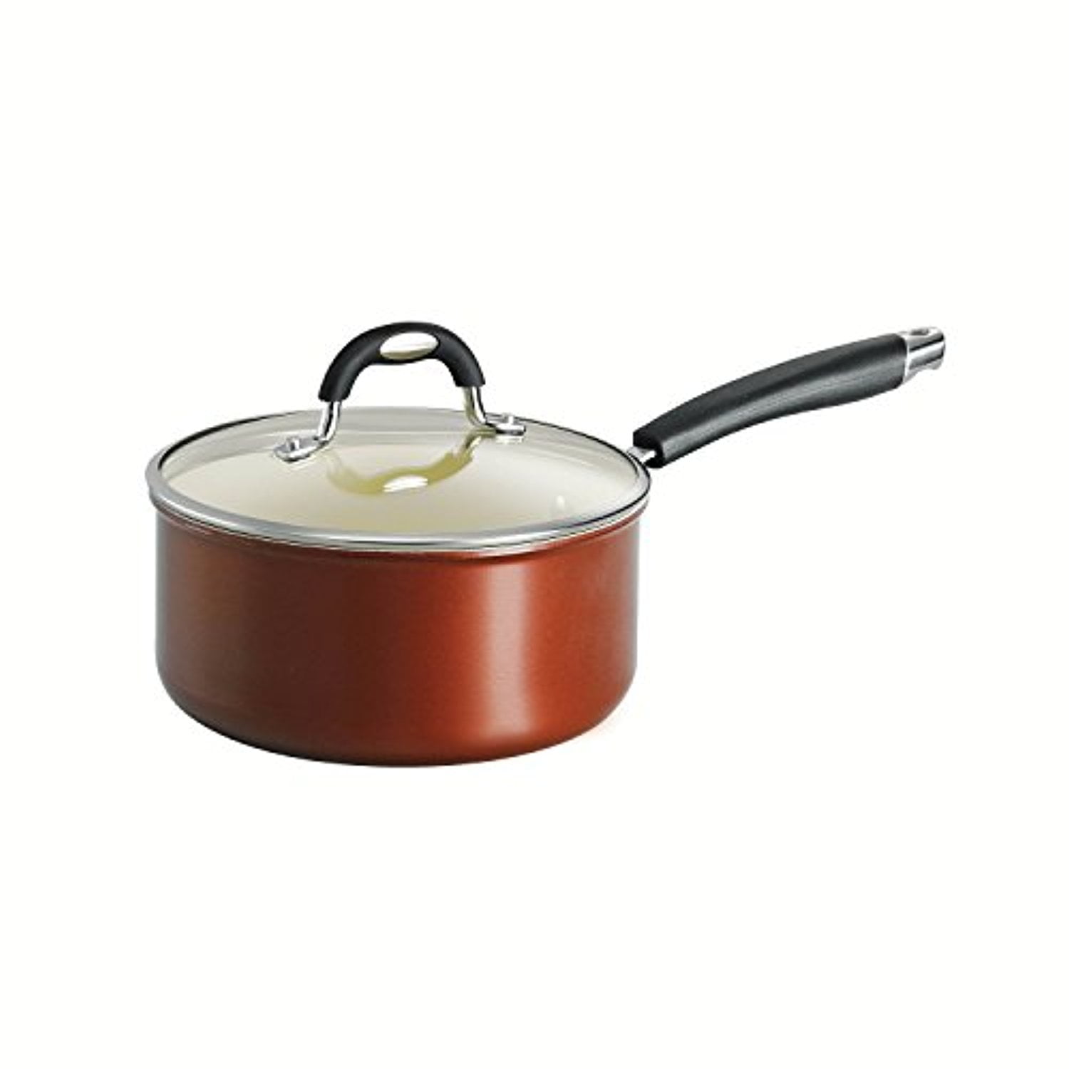 Metallic Copper 3-Quart Nonstick Sauce Pan with Glass Lid
