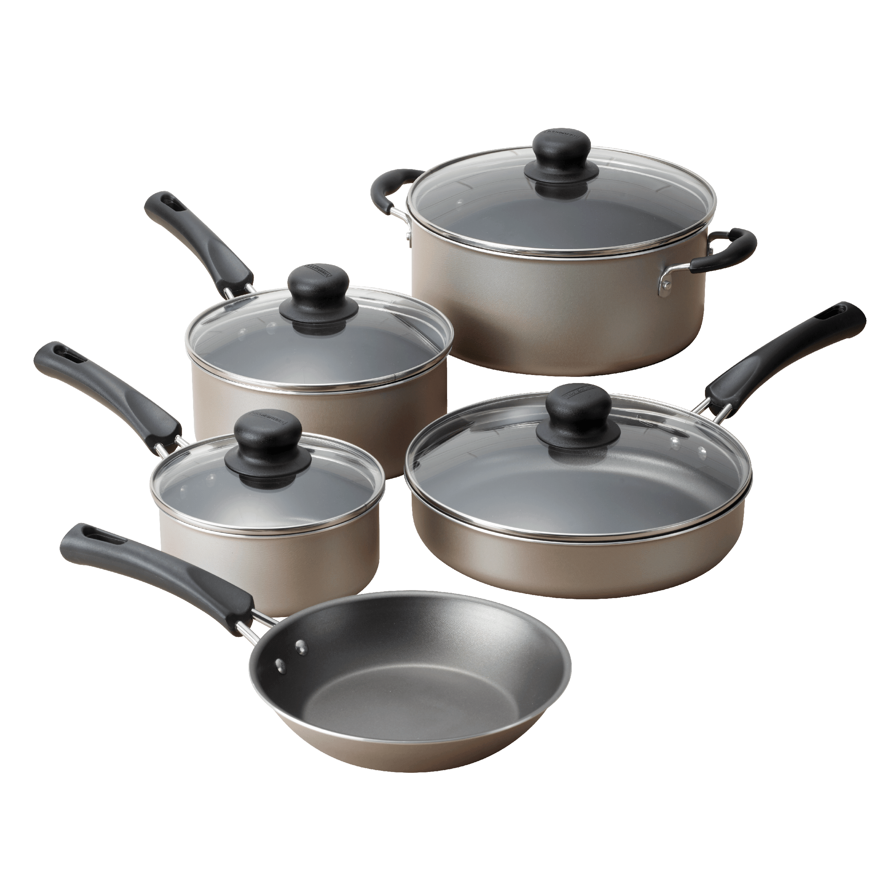  Nonstick Pots and Pans Set, Non Stick 9 Pieces Kitchen Cookware,  Cooking Skillets Include Frying Pan with Lid, Saucepan, Casserole, Spoon,  Turner Spatula, PFOA Free for Induction, White & Gold: Home