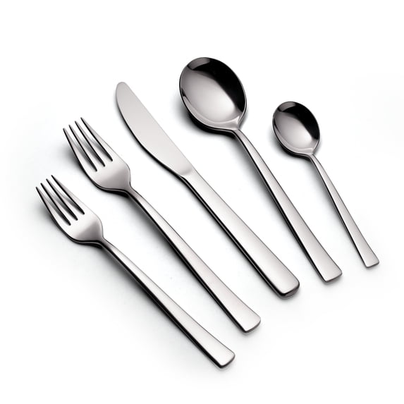 Tramontina Berlin 20-Piece Stainless Steel Flatware Set – Mirror-Polished Finish, Square Handle Design, Knives, Forks & Spoons Silverware Set