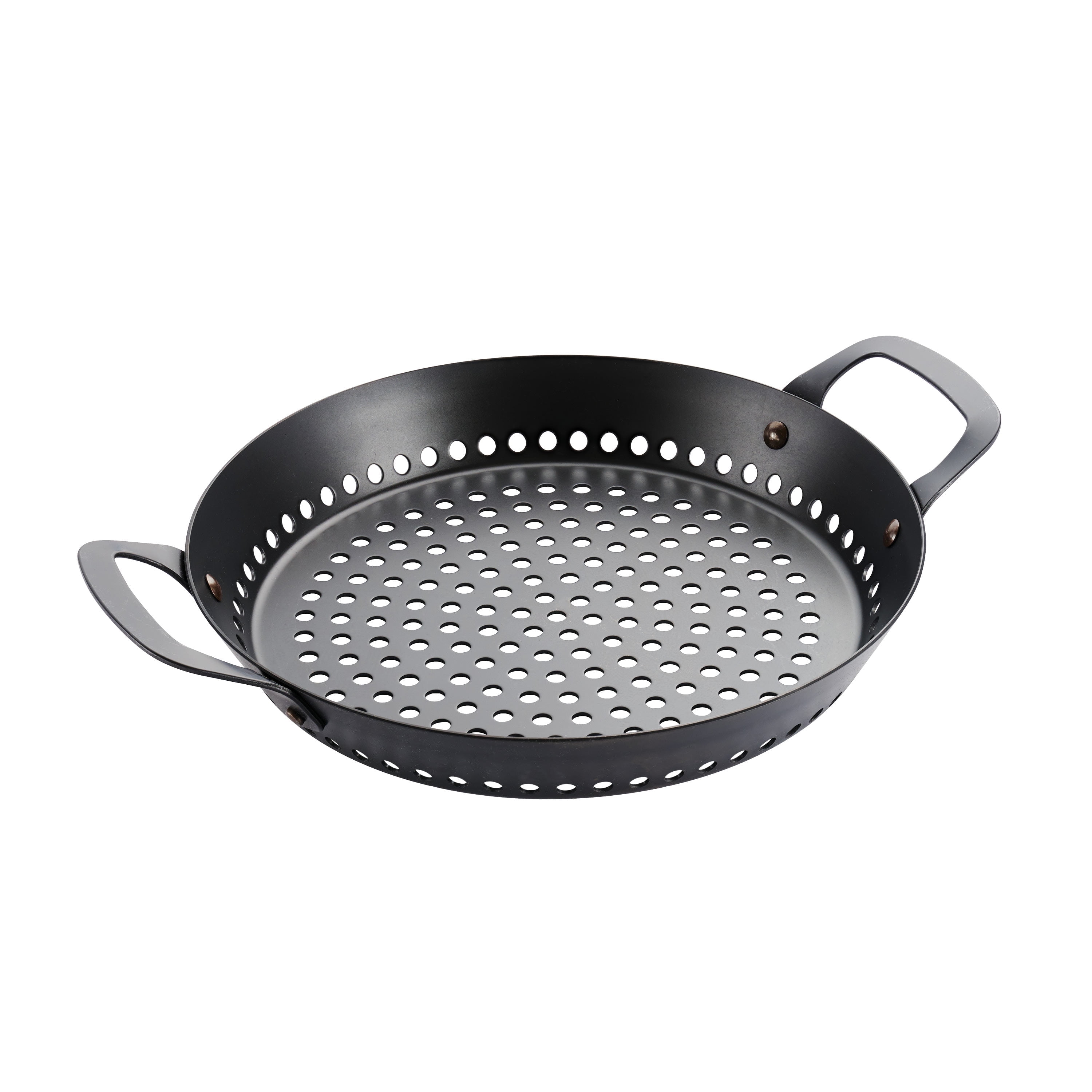 Tramontina Churrasco BBQ 12-Inch Carbon Steel Round Grill Pan, Perforated, Oven-Safe