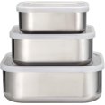 thumbnail image 1 of Tramontina 3-Piece Stainless Steel Square Container Set with Frosted Lid, Dishwasher Safe, 1 of 6