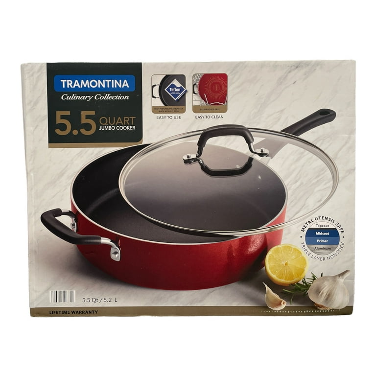 Tramontina 5.5 Quart Jumbo Cooker Nonstick Deep Saute Pan- Red - TW7