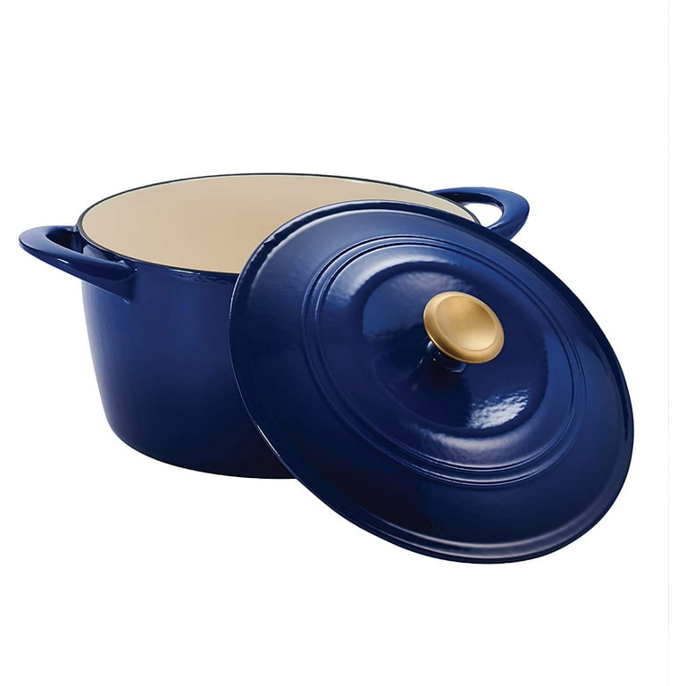 Tramontina Enameled Cast Iron Covered Round Dutch Oven, 5.5 qt, Blue
