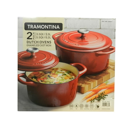 Tramontina Enameled Cast Iron Dutch Ovens Set Red 3.5QT & 5.5QT
