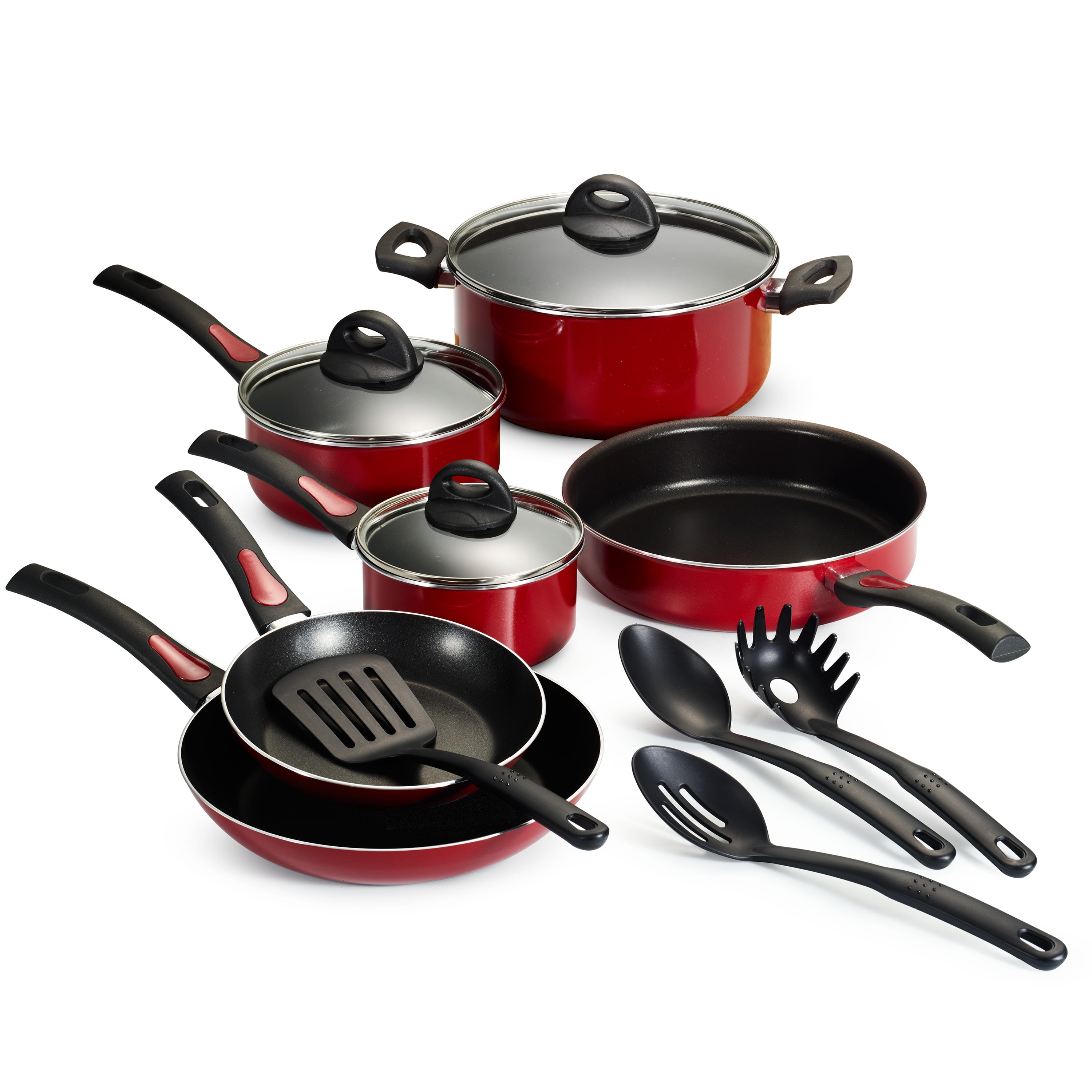 Tramontin New 9-Piece Simple Cooking Nonstick Cookware Set (Red)