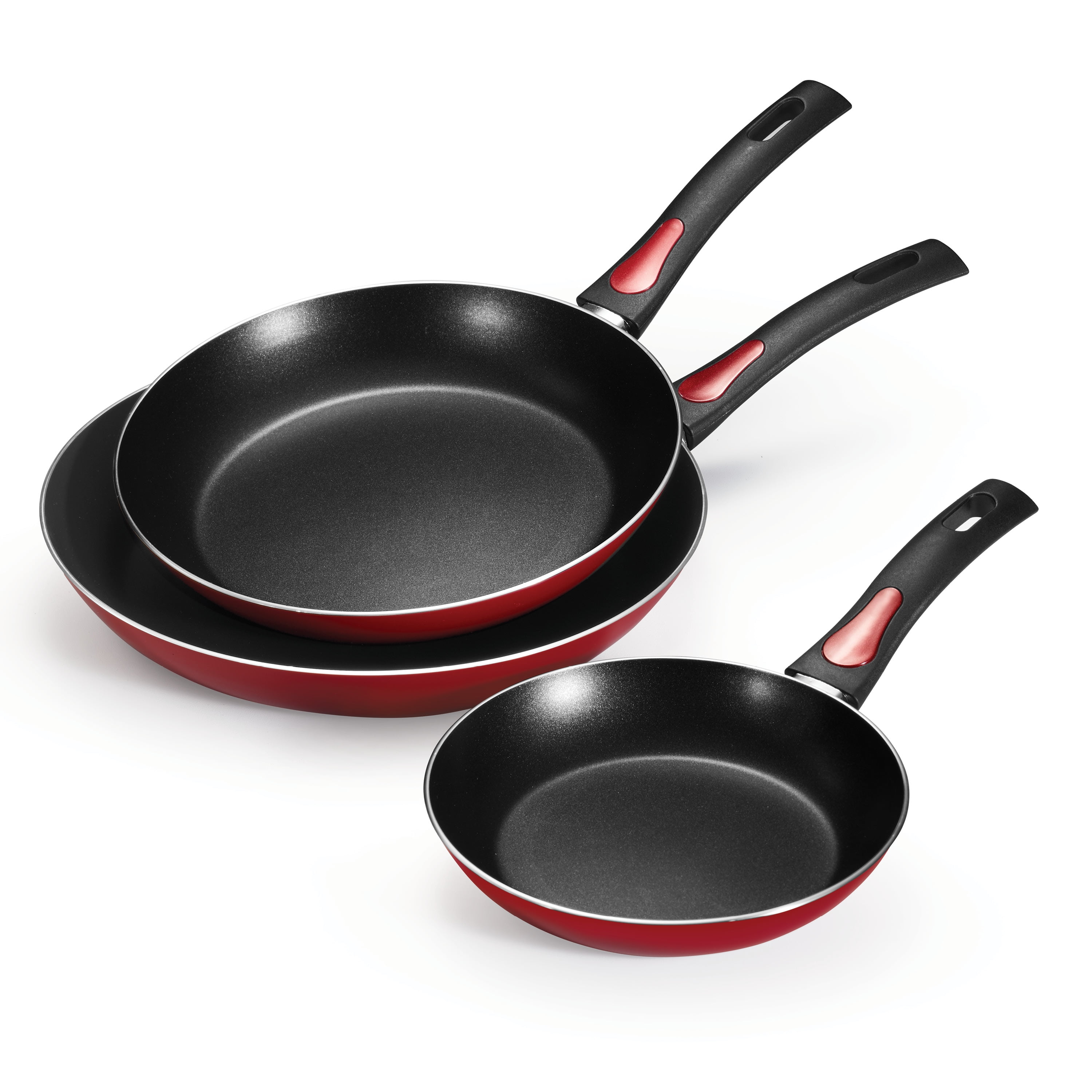 Tramontina Everyday 8, 10 and 12 Non-Stick Red Frying Pans, 3 Piece, Red  