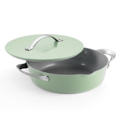Tramontina Fiora 4.25-Quart Aluminum Ceramic Nonstick Multipurpose Pan with Lid, Induction-Ready, ILAG Swiss Coating, Oven & Dishwasher Safe - Mint
