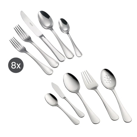 Tramontina Firenze 45-Piece Stainless Steel Flatware Set – Mirror-Polished, Service for 8, Includes Serving Utensils Silverware Set