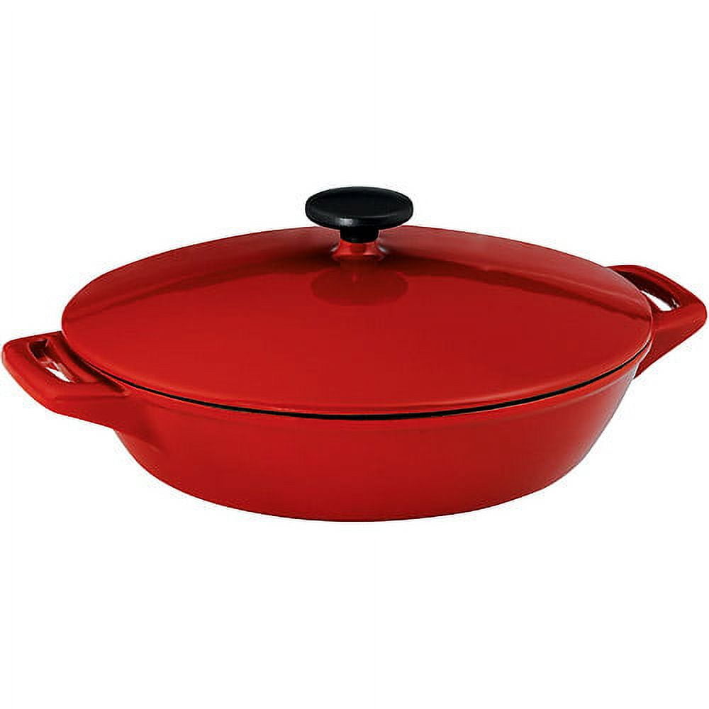 Tramontina Gourmet 4-Quart Cast Iron Covered Braiser, Red 