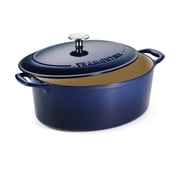 Tramontina Bestow 7-Quart Enameled Cast Iron Oval Dutch Oven with Lid, Gradated Cobalt, Oven-Safe