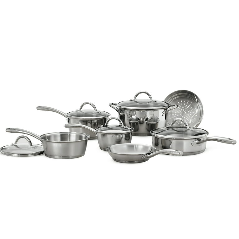 Tramontina Gourmet Tri-Ply Clad 12 Piece Stainless Steel Cookware Set  The core ensures maximum and even heat conductivity Oven…