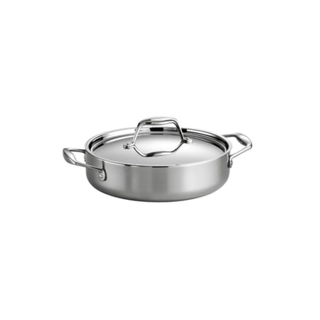 Tramontina Signature 3-Quart Tri-Ply Clad Stainless Steel Braiser Pan with Lid, Induction-Ready, Dishwasher-Safe