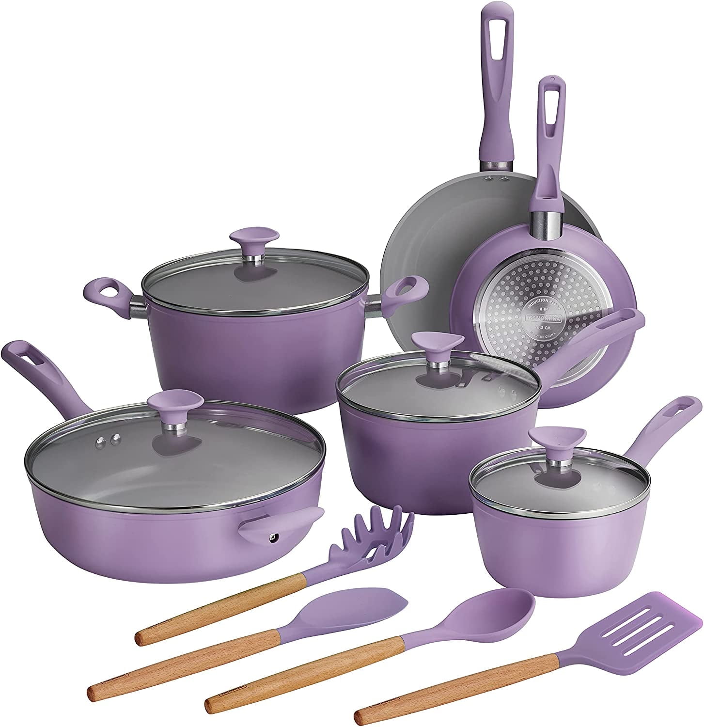Tramontina Induction Ready Ceramic Coated Aluminum Purple 14 Pc