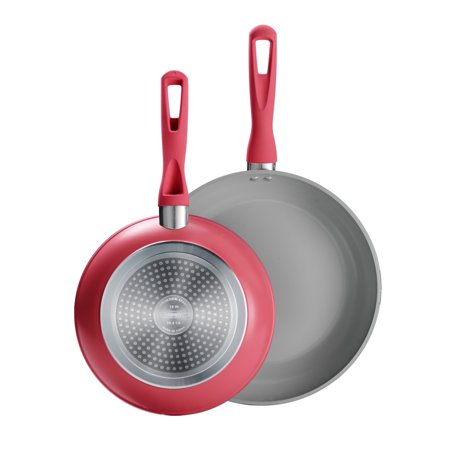 Tramontina Solara 2-Pack 10-inch & 12-inch Aluminum Ceramic Nonstick Fry Pans, Induction-Ready Cookware, Oven & Dishwasher Safe - Red