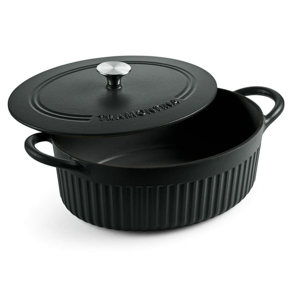 Tramontina Mesa 5.5 Qt Enameled Cast Iron Oval Dutch Oven with Lid - Black
