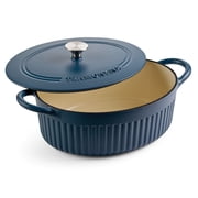 Tramontina Mesa 5.5 Qt Enameled Cast Iron Oval Dutch Oven with Lid - Blue