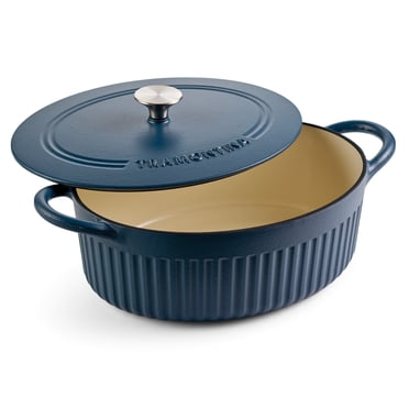 Tramontina Mesa 5.5 Qt Enameled Cast Iron Oval Dutch Oven with Lid - Blue