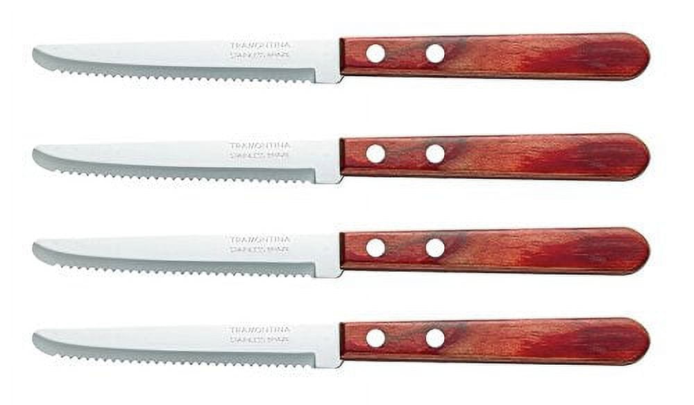 Five (5) Tramontina 4.5 Serrated Stain Free High Carbon Steak Knives  Pre-Owned