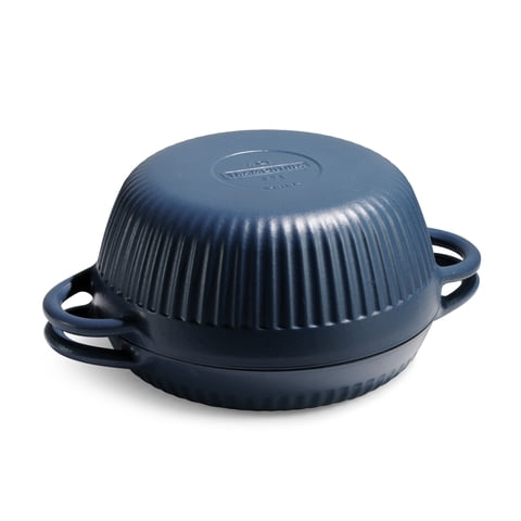 Tramontina Mesa 2-Piece Enameled Cast Iron Multipurpose Bread Oven – Flip Design for Baking and Cooking, Blue