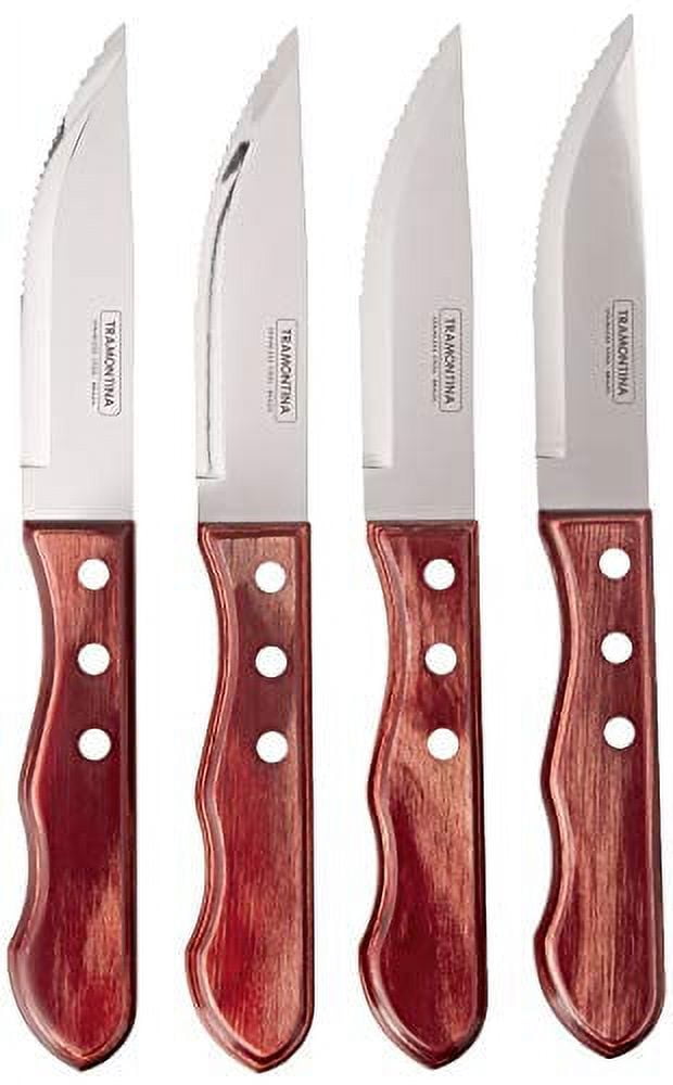  Tramontina Porterhouse 4-Piece High-Carbon Stainless Steel  Steak Knife Set with Hardwood Block, 80000/007DS: Home & Kitchen
