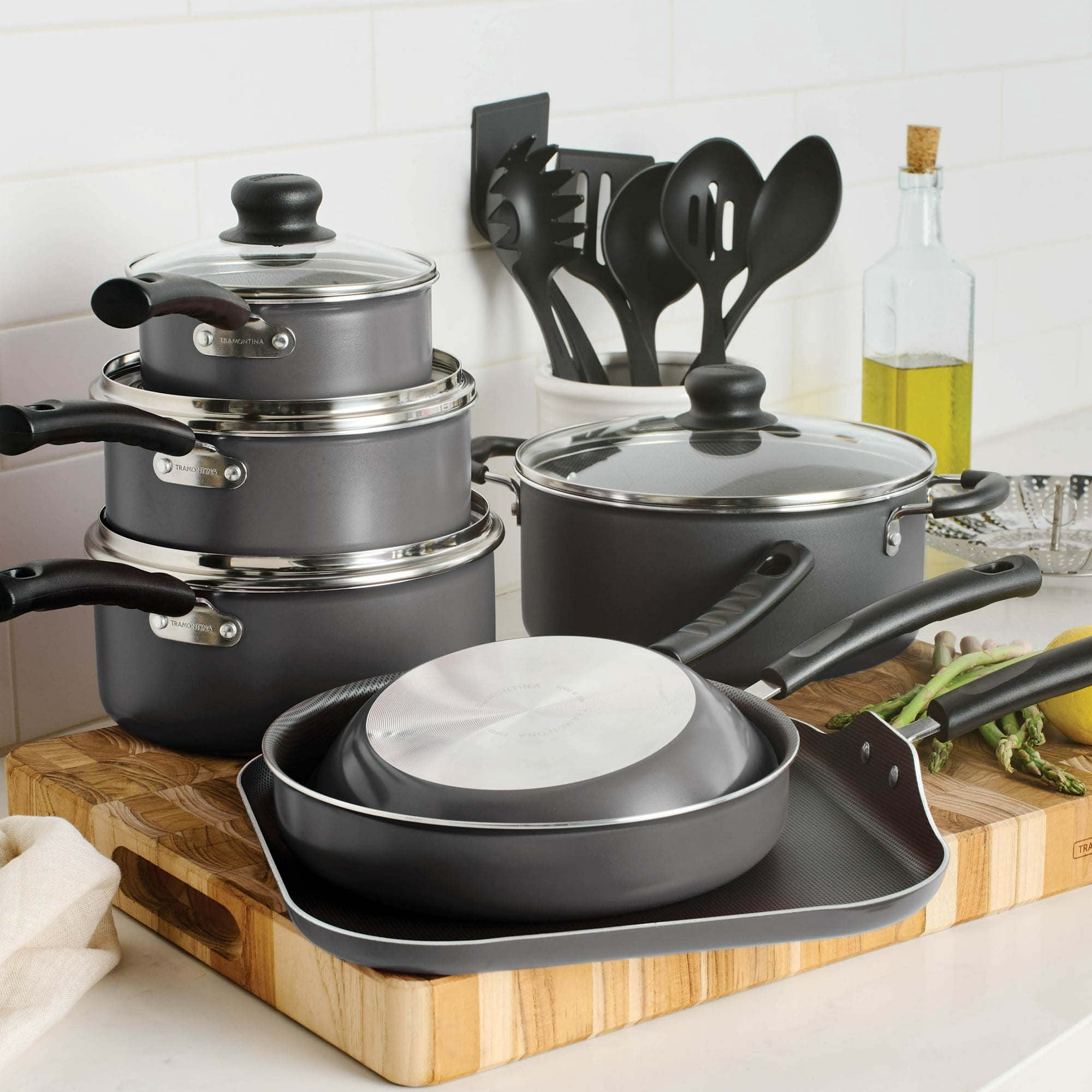 Tramontina Primaware 18 Piece Non-stick Cookware Set | Steel Gray | Premium Kitchen Cookware
