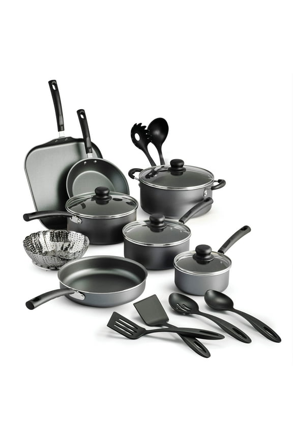 Primaware 18 Piece Non-stick Cookware Set, Steel Gray