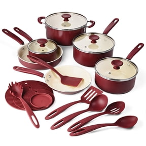 Tramontina Ceramaware 20-Piece Ceramic Nonstick Cookware Set, Wine